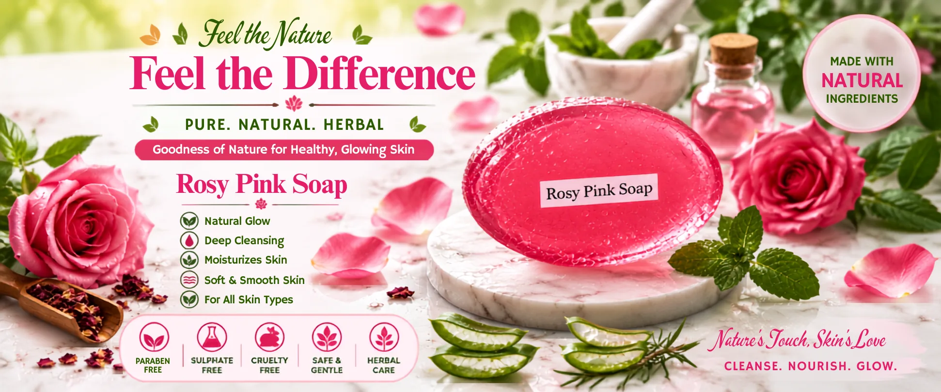 Rosy Pink Herbal Soap Collection